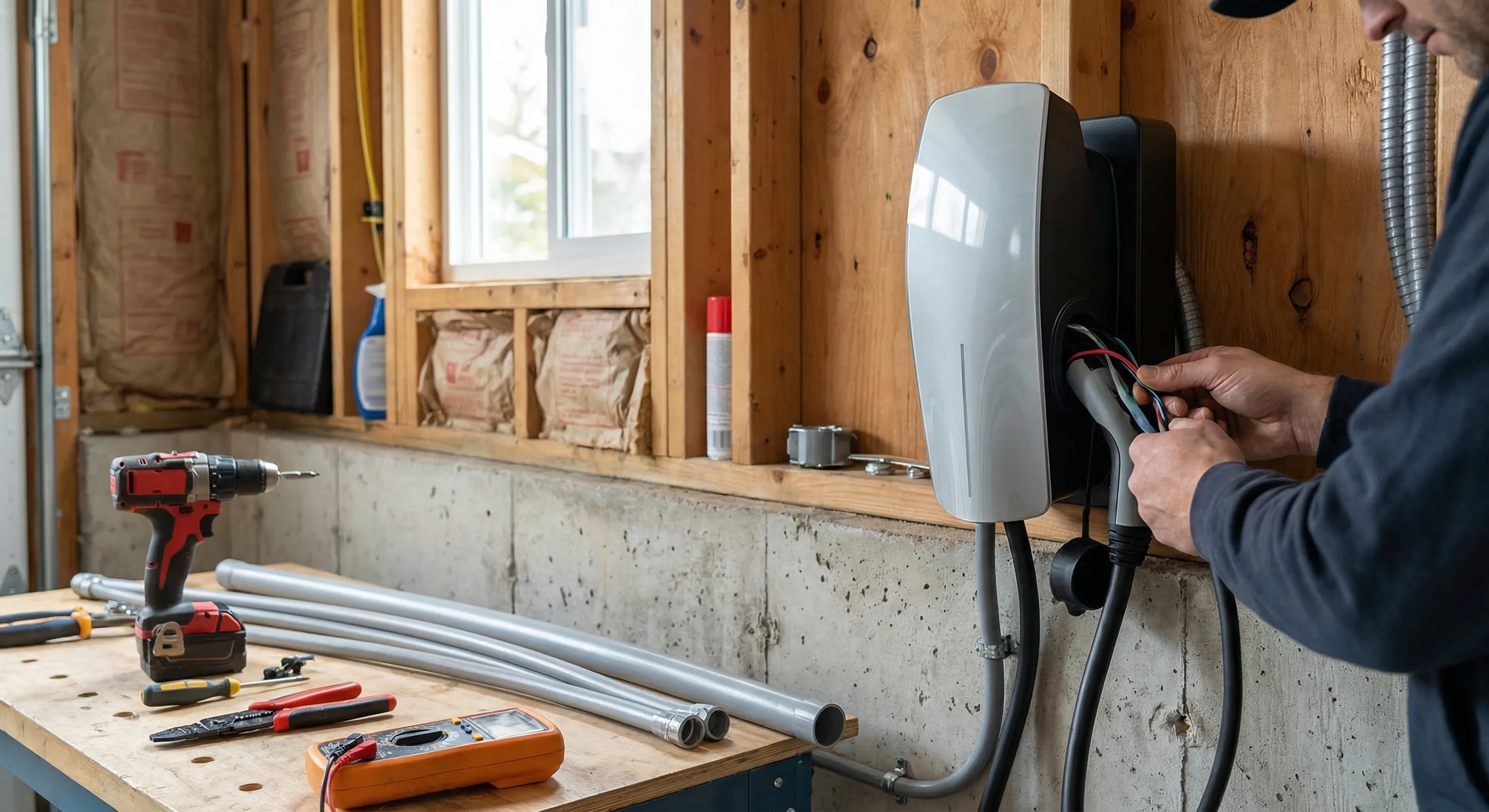 Level 2 charger installation in home garage