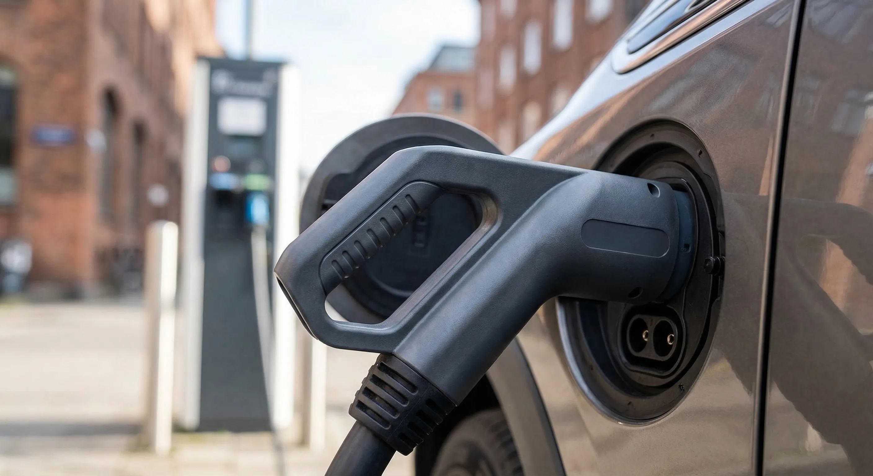 EV charging port detail at Canadian charging station