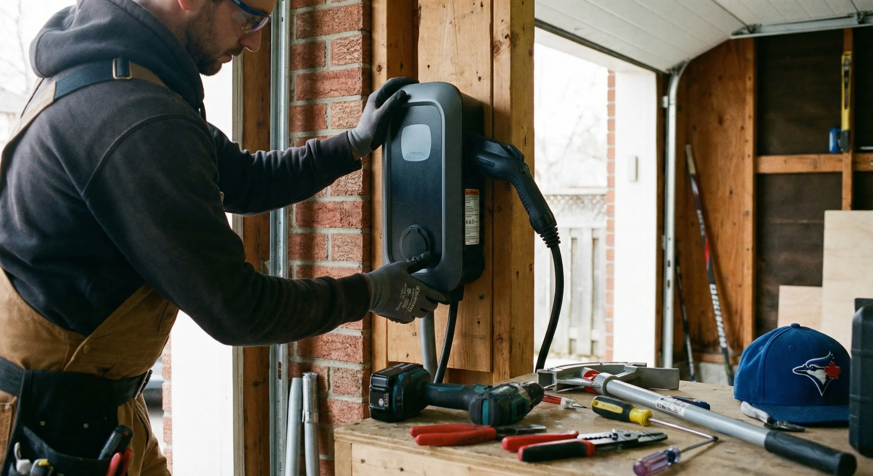 Level 2 charger installation in home garage