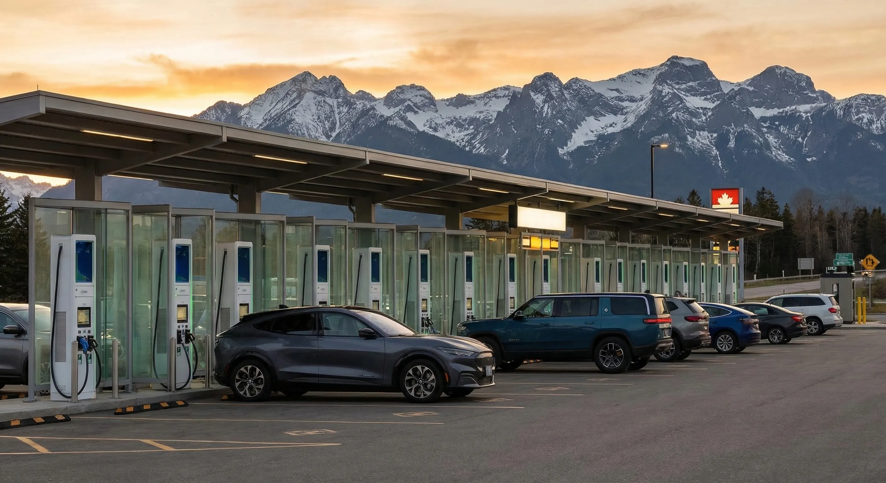 DC fast charging station on Canadian highway