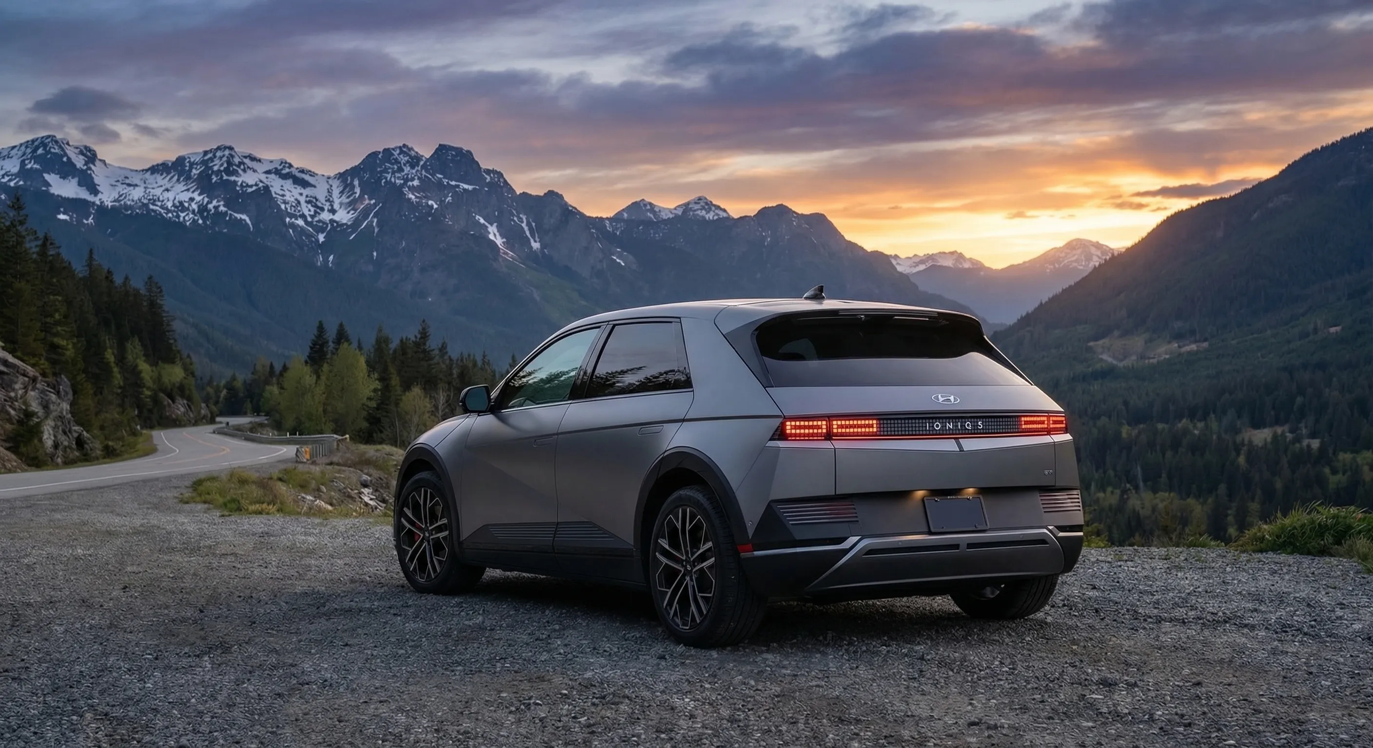 Hyundai Ioniq 5 N Canada Review rear view in Canadian mountain setting