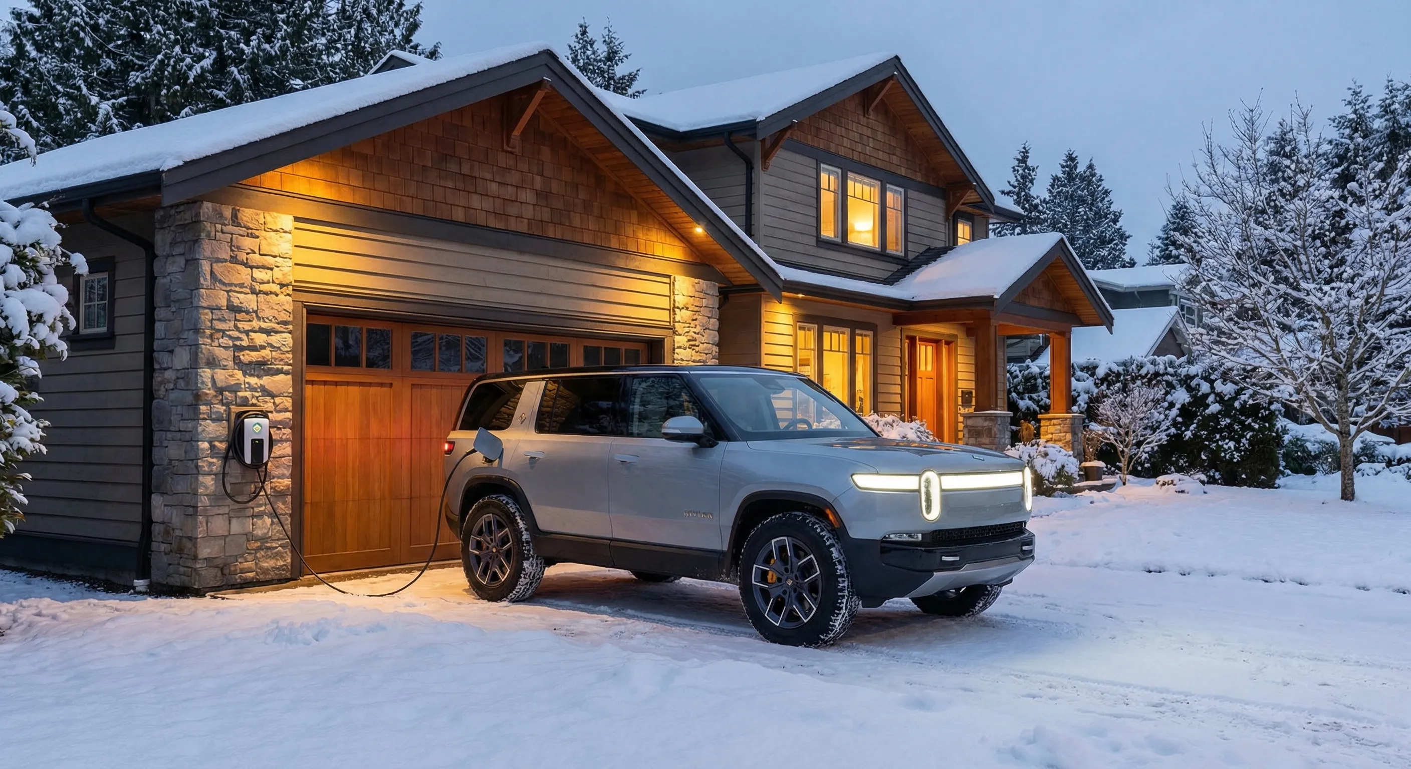 Home Level 2 EV charger installed in Canadian garage