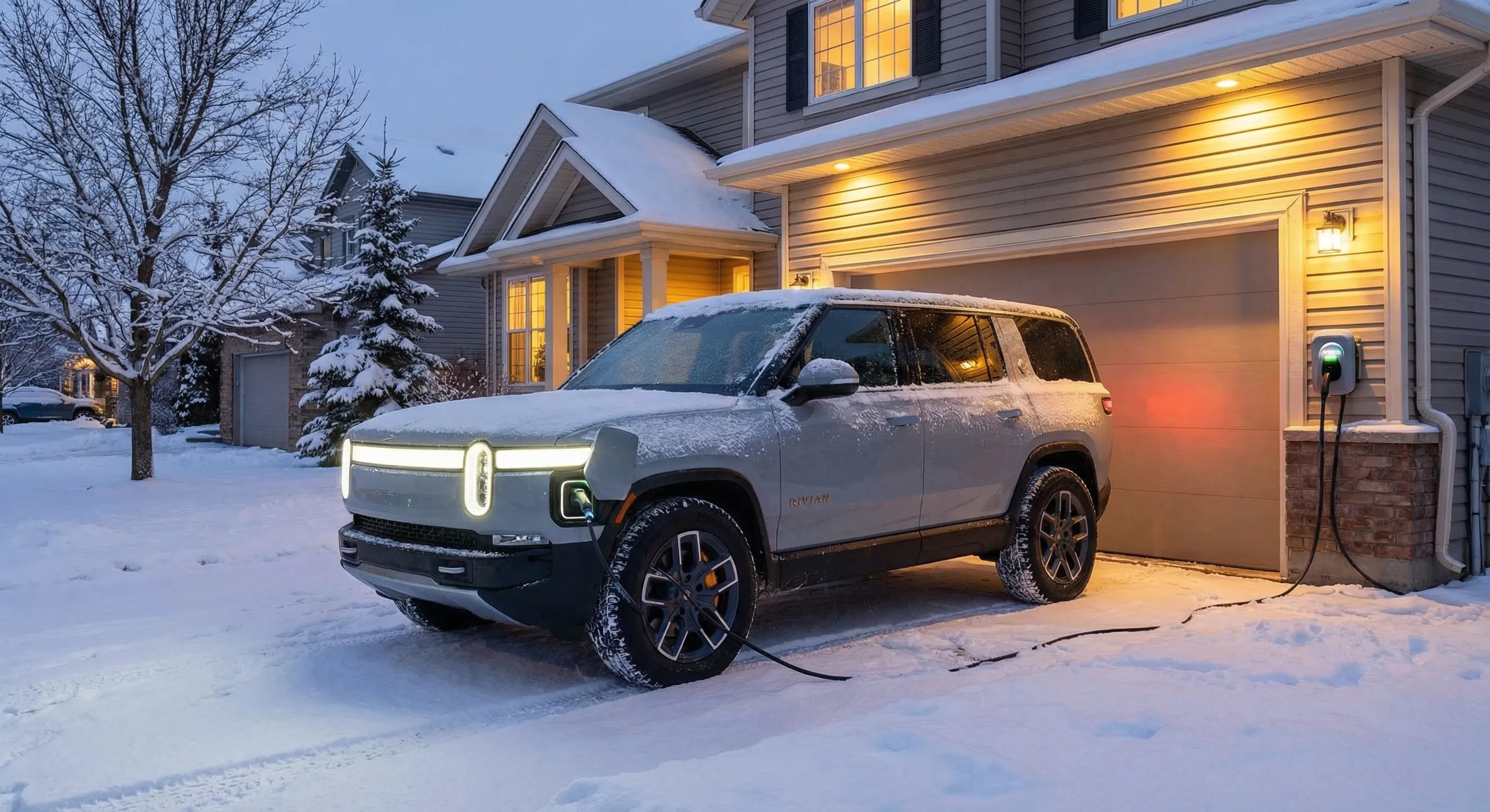 Home Level 2 EV charger installed in Canadian garage