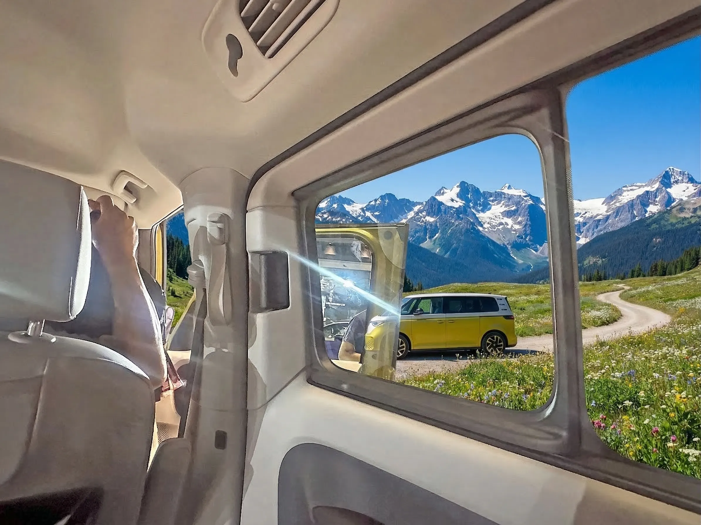 VW ID.Buzz exterior in Canadian Rocky Mountains setting