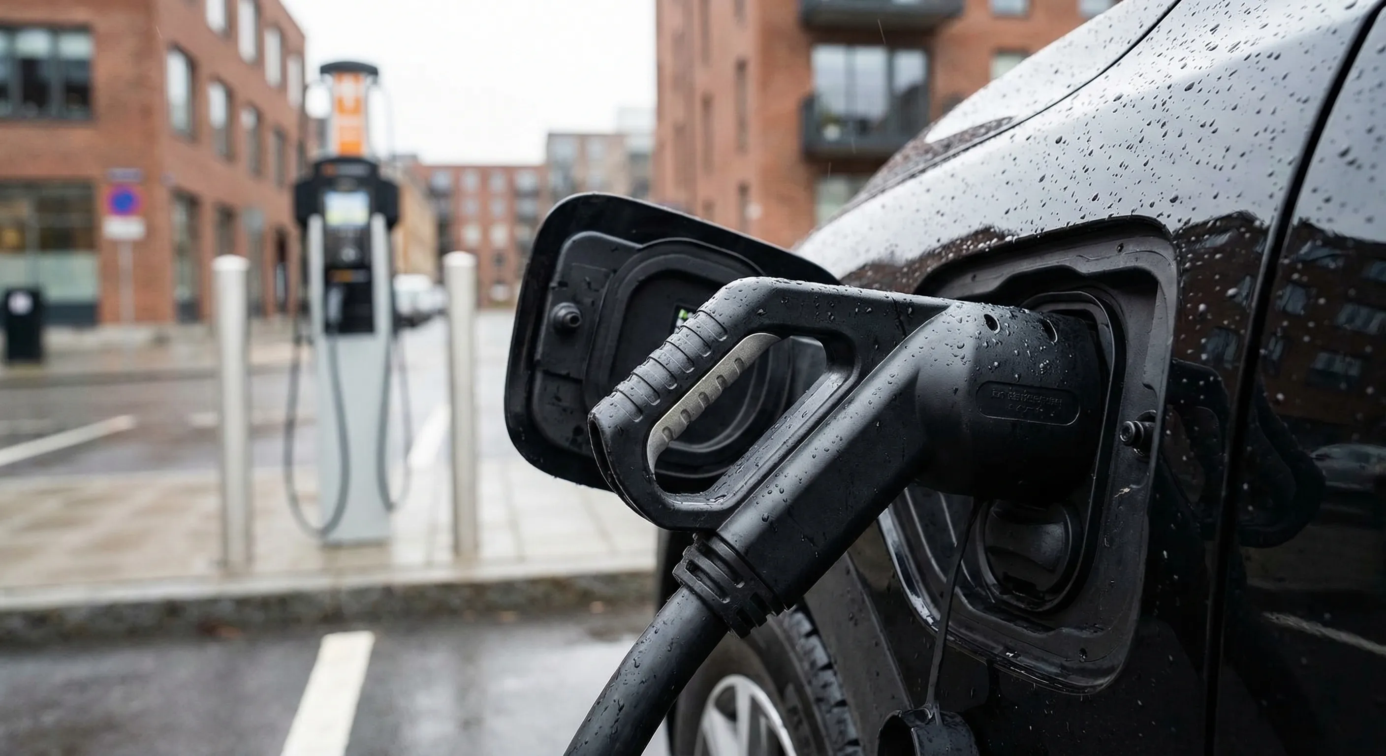 EV charging port detail at Canadian charging station