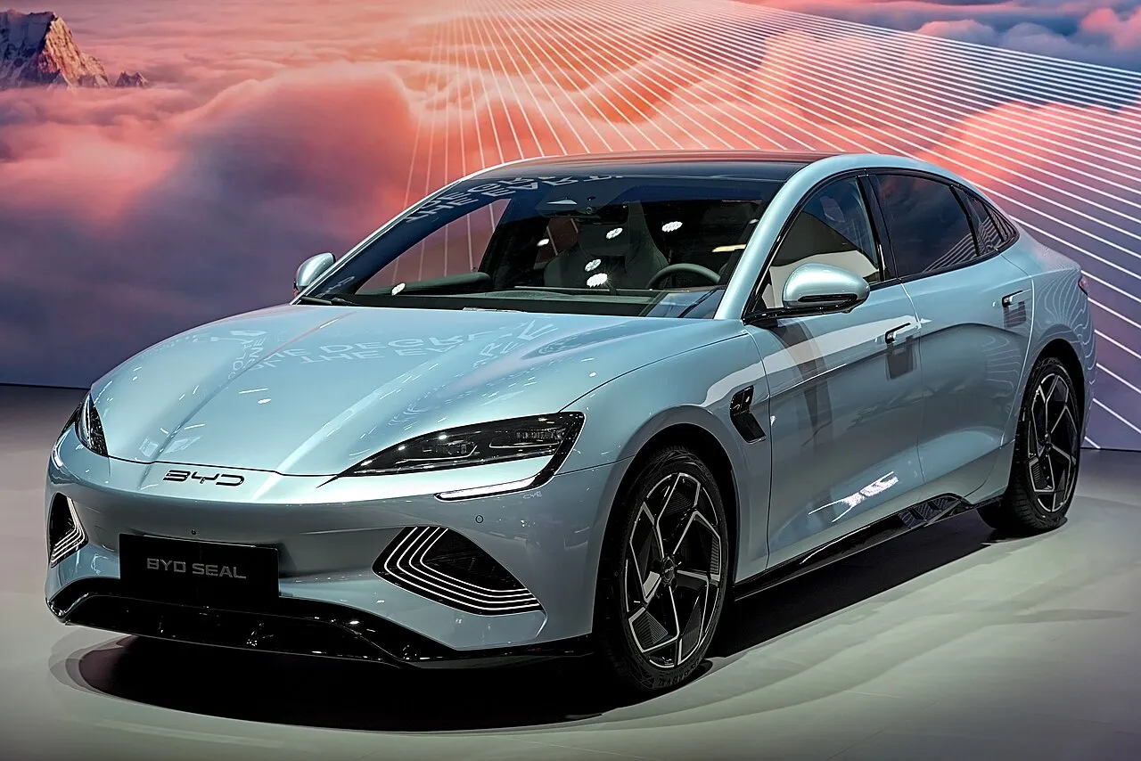 BYD electric vehicles Seal sedan showroom display